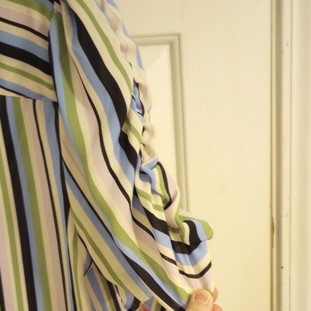 Torrid Blue and Green Striped Blouse - Picture 5 of 5